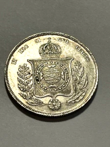 1853 Brazil 1000 Reis Silver AU+ #14524 - Picture 1 of 2