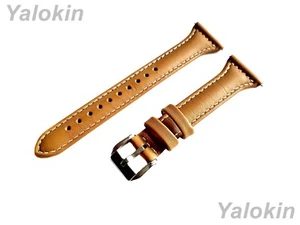 Correa de cuero suave elegante delgada marrón claro para Fitbit Versa 2 y Versa - Imagen 1 de 6