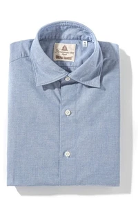 Finamore Napoli Dragones Chambray Shirt In Navy - Picture 1 of 4