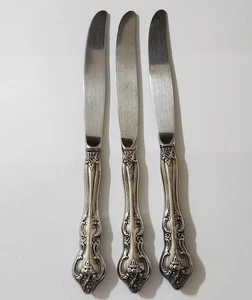 International ORLEANS 3 Dinner Knives Deep Silver Vintage Silverplate Flatware  - Picture 1 of 3