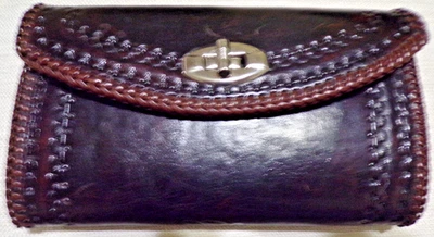 Cartera de cuero hecha a mano para mujer nueva sin etiquetas Appx.  7 1/2" por 4 1/2" De colección? Foto 1 de 4