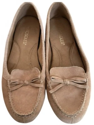 Aerosoles Women Loafers 11M Beige Leather Moccasin Comfort Slip On Flat Shoes - Imagem 1 de 4