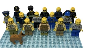 LEGO City Town Police Sheriff Law Enforce Minifigures Lot Of 15 Mini Figs & Dog - Picture 1 of 8