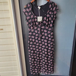 See you Monday Pink Floral Dress Mesh Size XL Lace Cap Sleeves Lined NWT - Picture 1 of 12