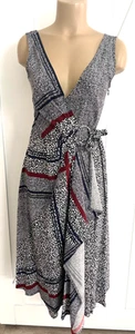 Womens Derek Lam IO Crosby Dress Size 0 Print Pleated Silk Wrap 152341 Pockets! - Picture 1 of 10