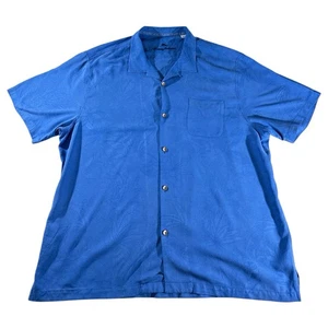 Tommy Bahama Para Hombres XXXL Camisa Hawaiana Sólida Azul Real 100% Seda Botones de Madera - Imagen 1 de 6