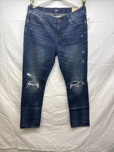 Aero Aeropostale Slim Straight Mens Jeans 34x34 Blue Distressed - Picture 1 of 13