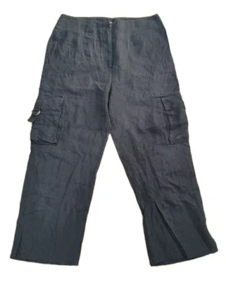 Jullian Jones Linen Blue Capri  Size 10 Cargo Pockets  - Image 1 of 4