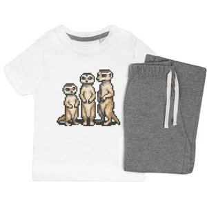 'Pixel Art Meerkat Family' Kids Nightwear / Pyjama Set (KP043958) - Picture 1 of 10