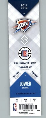 Los Angeles Clippers vs Oklahoma City Thunder 11/10/2017 Full Ticket  - Image 1 of 2