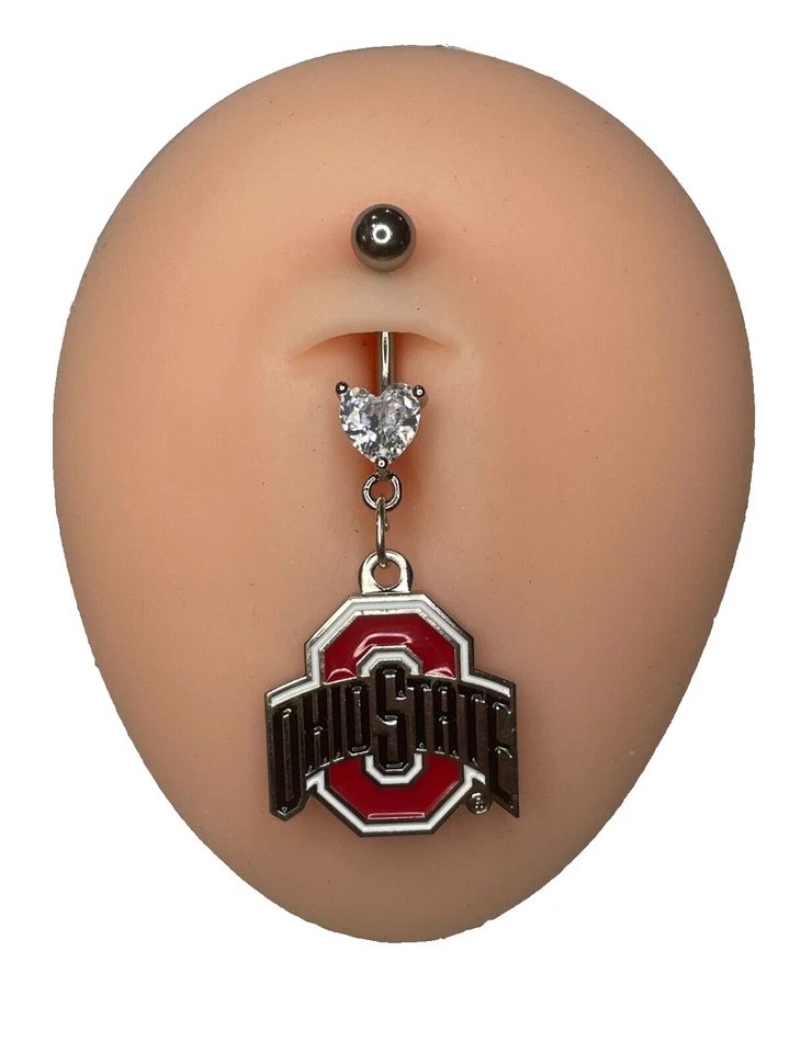 Ohio State Buckeyes Corazón Ombligo Circonita cúbica Anillo Piercing Vientre - Hipoalergénico Foto 1 de 1