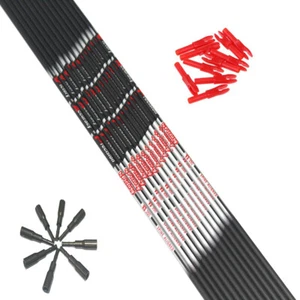 12pcs Carbon Arrow Shafts Spine350-900 ID4.2mm+12pcs Arrow insert+12pcs Nock - Picture 1 of 9
