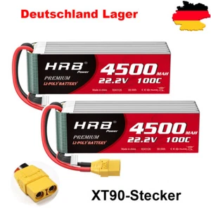 2Stück HRB 22,2V 6S 4500mAh XT90 100C Lipo Batterie für RC Flugzeug Drohne Auto - Bild 1 von 6