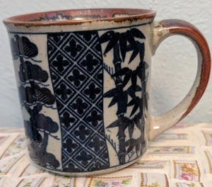 Otagiri Style Coffee Mug Cup Bamboo Asian Blue Brown Speckle Stoneware Ceramic - Picture 1 of 6
