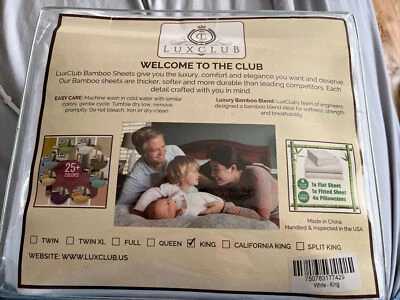 Lux Club 6 PC Sheet Set Bamboo Sheets Deep Pockets 18" Eco Friendly Wrinkle - Image 1 of 3