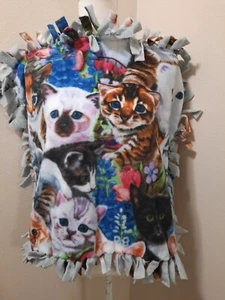 Cat Blanket 24 X 22, Double Layered, Fleece , Hand Tied - Picture 1 of 5
