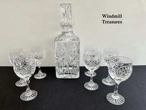 VINTAGE BOHEMIA CRYSTAL DECANTER & 7 SHERRY PORT GLASSES - GREAT CONDITION - Picture 1 of 13