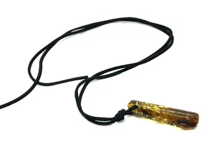 BERNSTEIN ANHÄNGER Geschenk Fass Baltikum Zylinder schwarz Kordel Damen Schmuck 8,7g 14409 - Bild 1 von 12