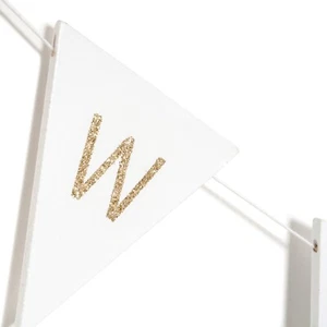 Bandera de boda de bienvenida de madera guirnalda triangular banderas 1.1m escribano nupcial 2 diseños - Imagen 1 de 5