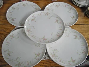 Syracuse China Pink Roses Flowers 10 1/8" Plates ~ Set of 5 ~ - Picture 1 of 7