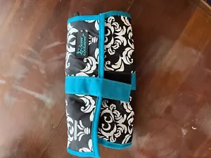 CLEVER CONTAINER On a Roll Jewelry Roll Black & White Teal Barely Used EUC - Picture 1 of 6