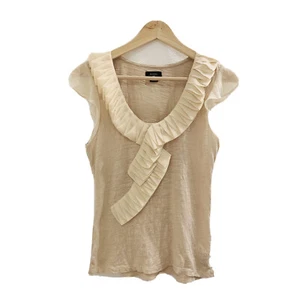 Blusa sin mangas Deletta Anthropologie para mujer pequeña marfil crema jersey top - Imagen 1 de 1