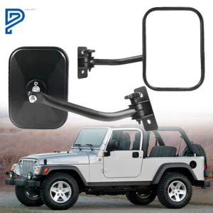 Rectangular Relocation Mirrors Pair Suit For Jeep Wrangler TJ JK 1997-2018 - Picture 1 of 8