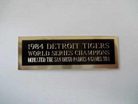 Detroit Tigers Baseball Card 1984 World Series Card Plaque Nameplate 1" X 3" Cover