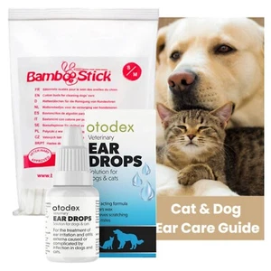 Stelr Pets Otodex Ear Drops Dogs Cats (14ml) S/M BambooStick Cotton Buds & Guide - Picture 1 of 6