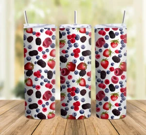 Personalisierter sortierter Beeren Edelstahl dünner 20 Unzen Becher, fruchtiger Liebhaber - Bild 1 von 8