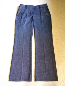 NWOT Womens Pants-ANN TAYLOR LOFT-navy/white tweedy "Marisa Trouser" linen bl-10 - Picture 1 of 4