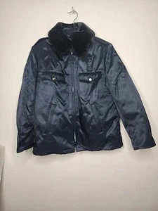 VTG Blauer 16 R Navy Mens Bomber Coat Insulated Removable Collar Zipper Police - Picture 1 of 14