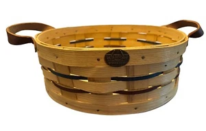 Peterboro Korb drehbar Lazy Susan 12" Leder gewebt & Ledergriffe dreht sich - Bild 1 von 8