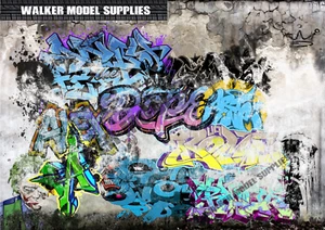 1:24 scale (3xA4) Garage Graffiti wall - Peel and Apply sticker / 91 - Picture 1 of 3