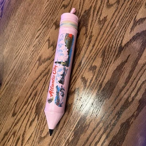 Vintage ROSA Vinyl Atlantic City Souvenir Federmäppchen in Bleistiftform 10" lang - Bild 1 von 4