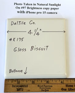1 pc. Gloss Biscuit #175 by Daltile Co.  4-1/4" Ceramic Surface Bullnose Tile - Picture 1 of 10