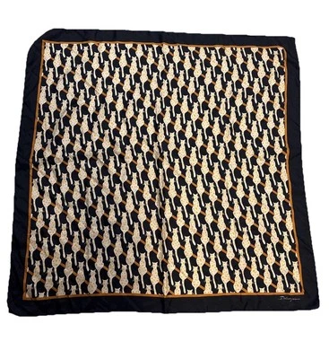 "Bufanda cuadrada con estampado de gato Dolce & Gabbana negra naranja 32"" excelente estado" Foto 1 de 4