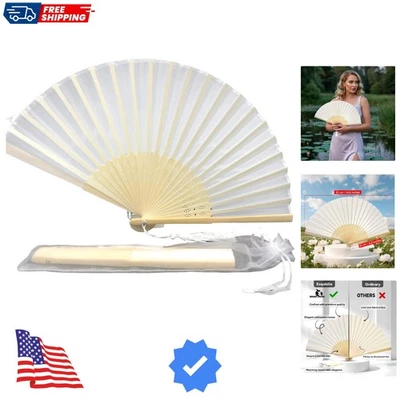 Ventilador de mano plegable de tela con borla grado A costillas de bambú para mujer... Foto 1 de 4