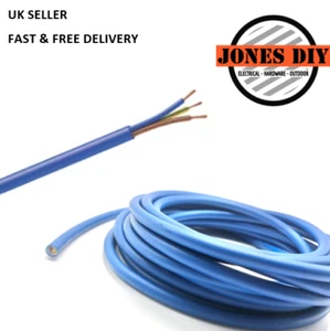 BLUE 1.5MM 3 CORE FLEX ROUND CABLE MAINS WIRE FLEXIBLE PVC ELECTRICAL - Picture 1 of 2