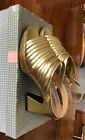 ROMBAH WALLACE VINTAGE SIZE 3 EU 36 C WIDTH GOLD LEATHER ITALY STRAPPY SANDALS