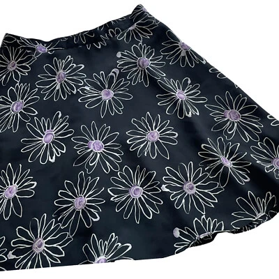 Minifalda Vintage Años 90 Exact Change A Line S Negra Púrpura Floral Margarita Grunge Foto 1 de 4