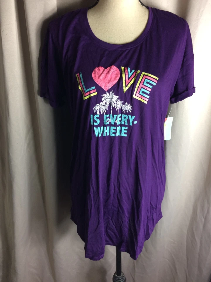 Camisa para dormir Love is Everywhere para mujer talla pequeña S púrpura Joe Boxer Foto 1 de 4