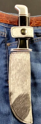Buck Knives 119 bainha puxada direita com autêntico couro de vaca cinza claro falso - Imagem 1 de 4