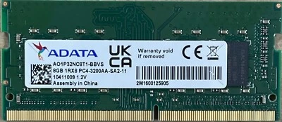 RAM DDR4 ADATA 8GB 3200 MHZ AO1P32NC8T1-BBVS TESTATA E FUNZIONANTE - Immagine 1 di 4