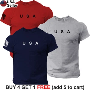 Camiseta EE. UU. Bandera Americana Patriótica Política Gimnasio Entrenamiento Ejercicio Orgullo BAM02 - Imagen 1 de 20