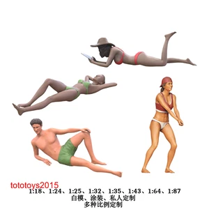 DIY 1/64 1/87 Beach men Girl Scene Miniature Figures Doll For Car Vehicles Toy - Picture 1 of 14