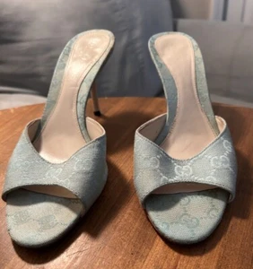 Damen Gucci Monogram GG Kitten Heels Y2K EUR 38,5 US 8,5 Blau - Bild 1 von 20