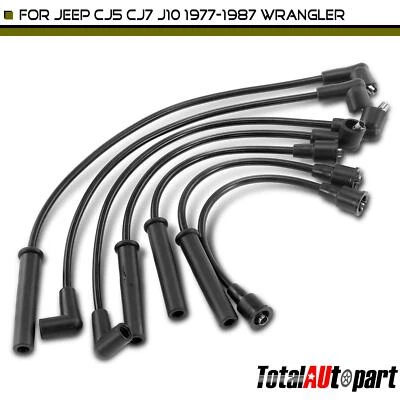Juego de 7 cables de bujía para Jeep CJ5 CJ7 J10 Scrambler Wrangler 87-90 L6 4,2 L OHV Foto 1 de 4