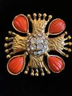 Vintage Christian Lacroix Crystal and Resin Brooch