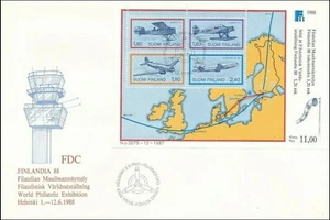 Douglas DC-3 DC-10 Junkers F13 Breguet 14 Finlandia 88 Mint FDC Sheet 1988 - Picture 1 of 1